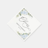 アジサイの花とグリーンが美しい結婚式のナプキン スタンダードカクテルナプキン (角)