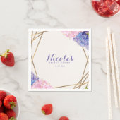 アジサイの花とゴールドのエレガントな春の結婚式 スタンダードカクテルナプキン (インサイチュ)