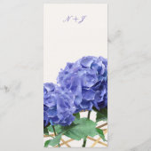 アジサイの花とゴールドのエレガントな結婚式メニューカード メニュー (裏面)