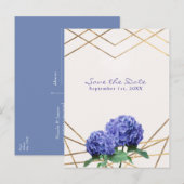 アジサイの花とゴールド エレガント Save the Date 案内ポストカード (正面/裏面)