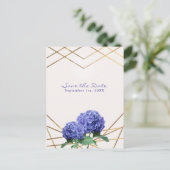アジサイの花とゴールド エレガント Save the Date 案内ポストカード (スタンド正面)