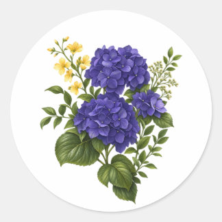 アジサイの花のステッカー ラウンドシール