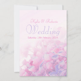 アジサイの花のピンクの紫色の結婚式招待状 招待状