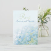 アジサイの花のフォーマルな結婚式の返信ハガキ 招待状 (スタンド正面)