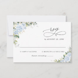 アジサイの花のブルー ウェディング RSVP カード