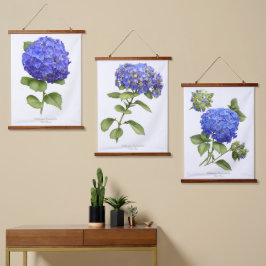 アジサイの花のボタニカルアート3点セット 吊り下げ型タペストリー