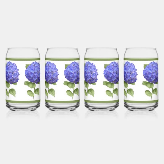 アジサイの花のボタニカルアート ガラス缶 (正面)