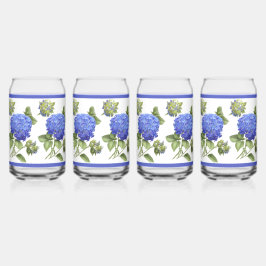 アジサイの花のボタニカルアート ガラス缶