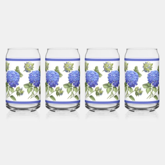 アジサイの花のボタニカルアート ガラス缶 (正面)