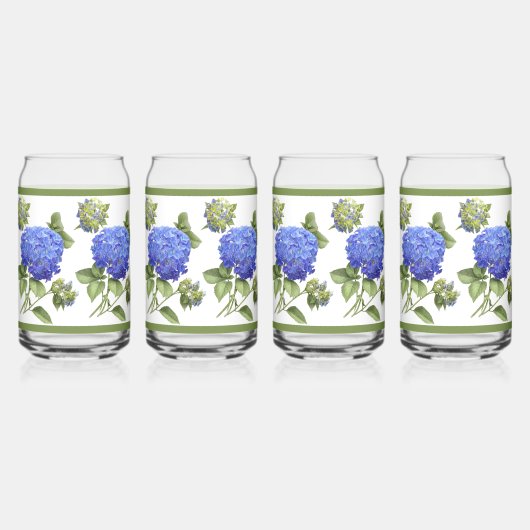 アジサイの花のボタニカルアート ガラス缶 (正面)