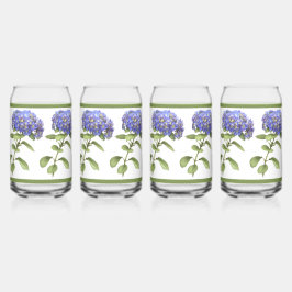 アジサイの花のボタニカルアート ガラス缶