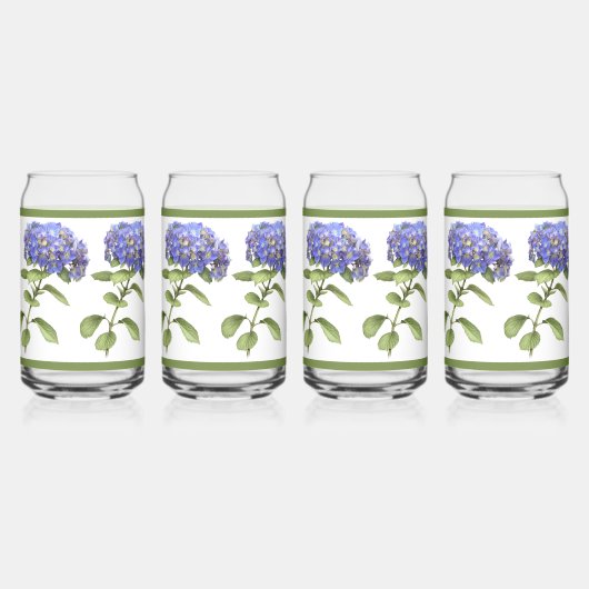 アジサイの花のボタニカルアート ガラス缶 (正面)
