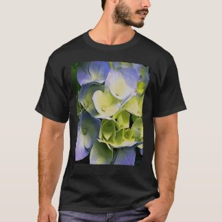 アジサイの花の植物的な青い小花 Tシャツ