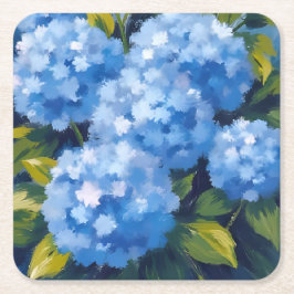 アジサイの花の水彩フラワー スクエアペーパーコースター