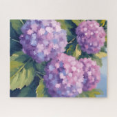 アジサイの花の水彩画 ジグソーパズル (横)
