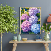 アジサイの花の水彩画 ポスター