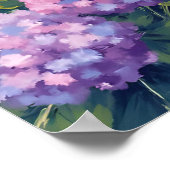 アジサイの花の水彩画 ポスター (角)