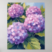 アジサイの花の水彩画 ポスター (正面)