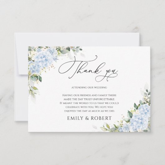 アジサイの花の結婚式の御礼カード サンキューカード (正面)