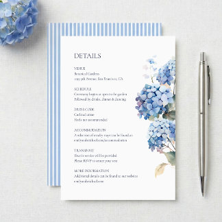 アジサイの花の結婚式の詳細 エンクロージャーカード