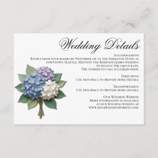 アジサイの花の結婚式詳細カード エンクロージャーカード