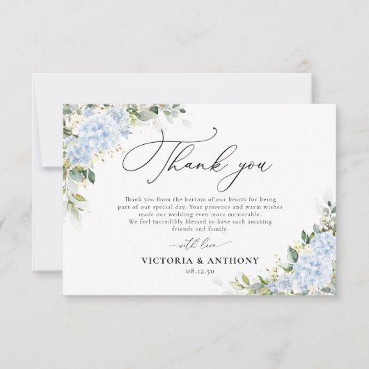 アジサイの花の結婚式 御礼カード サンキューカード (正面)