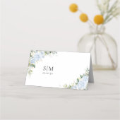 アジサイの花の結婚式 折りたたみ式プレイスカード プレイスカード (裏面)