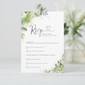 アジサイの花の結婚式RSVP（食事メニュー選択あり） 出欠カード (スタンド正面)