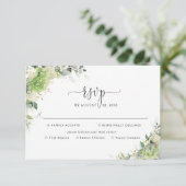 アジサイの花の結婚式RSVP（食事メニュー選択可） 出欠カード (スタンド正面)