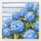 アジサイの花の絵画 ガラスコースター (正面)