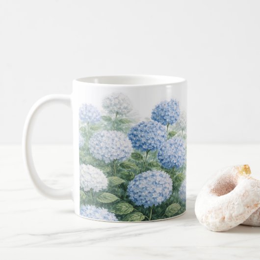 アジサイの花の絵  コーヒーマグカップ (ドーナツ)