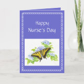 アジサイの花の芸術のアゲハチョウの蝶 カード (正面)