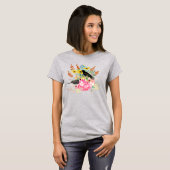 アジサイの花の鳥好きTシャツ Tシャツ (正面フル)