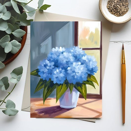 アジサイの花束のフラワーアート ポストカード