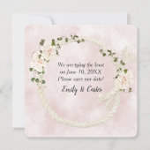 アジサイの花束の付いた白いロープ セーブザデート (正面)