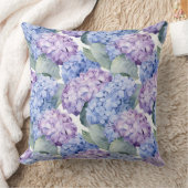 アジサイの花柄コットン枕 クッション (ブランケット)