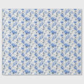 アジサイの花柄 コバルトブルー ラッピングペーパー (フラット)