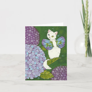 アジサイの花猫の妖精のメッセージカードMoussart カード