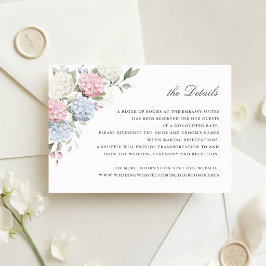 アジサイの花 ウェディングブルーとピンクの結婚式の詳細 招待状