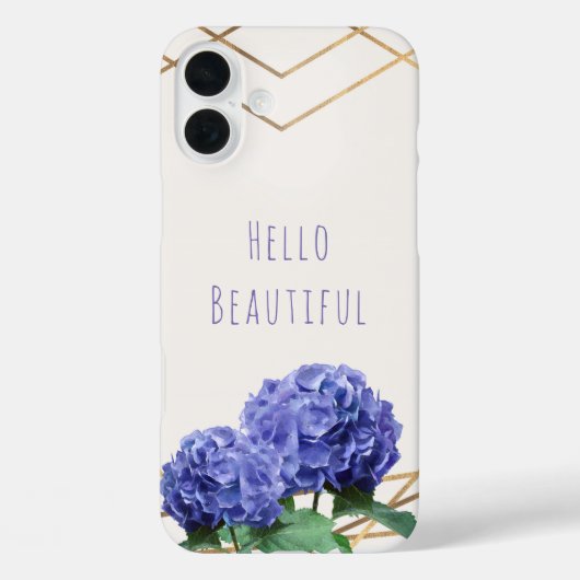 アジサイの花 & ゴールド エレガント グラム オーダーメイド Case-Mate iPhoneケース (裏面)