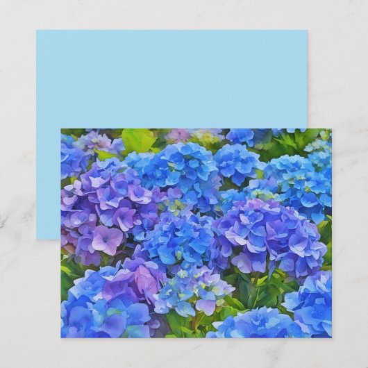 アジサイの花 フローラルアート ノートカード セット (正面/裏面)