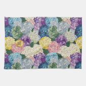 アジサイの花 フローラル 擬似ステンドグラス モノグラム キッチンタオル (横)