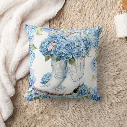 アジサイの花 水彩画 クッション (ブランケット)
