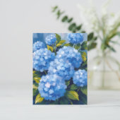 アジサイの花 水彩画 フローラル ポストカード (スタンド正面)