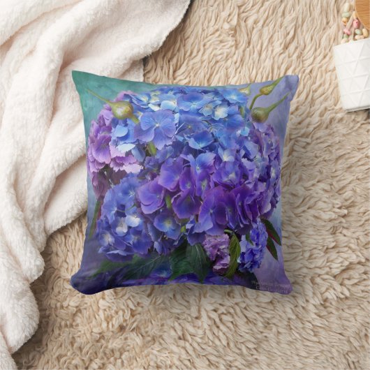 アジサイの芸術デザイナー枕 クッション (ブランケット)