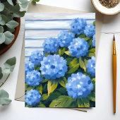 アジサイの茂みのブルーの花 フローラルペインティングカード