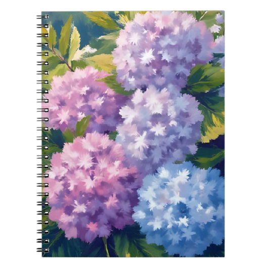アジサイの茂み|花の水彩画 ノートブック (正面)