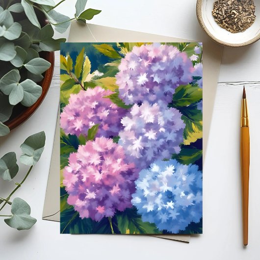 アジサイの茂み|花の水彩画 ポストカード