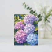 アジサイの茂み|花の水彩画 ポストカード (スタンド正面)