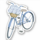 アジサイの青い自転車のビニールステッカー シール (正面)